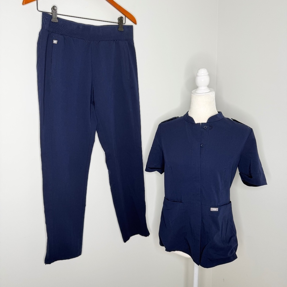 FIGS Lira Epaulet Scrub Top Pants Bottoms S Navy Blue